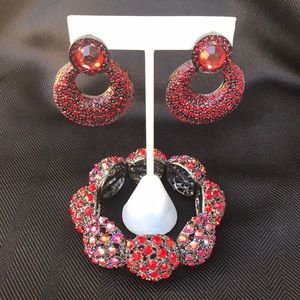 ❤️🖤 Red and Black Earring and Bracelet Set